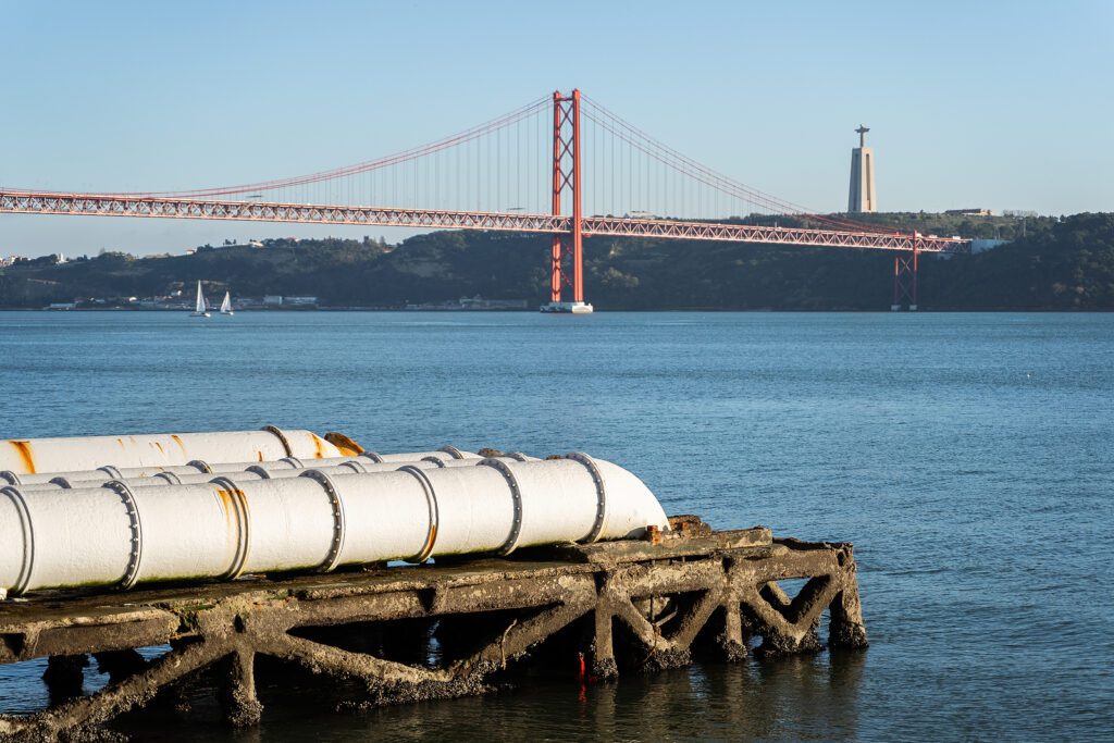 Drain pipes in front of Portugal bridge