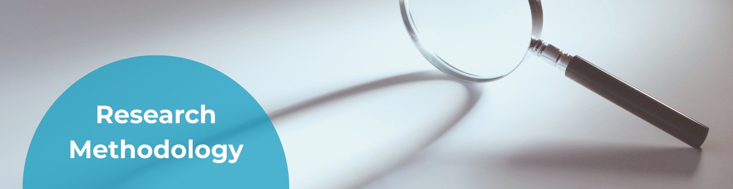 Research Methodology Header with magnifying glass and says research